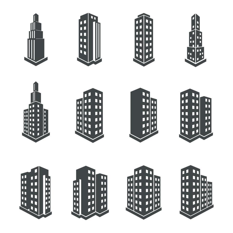 Building 3d perspective icons. Vector illustration