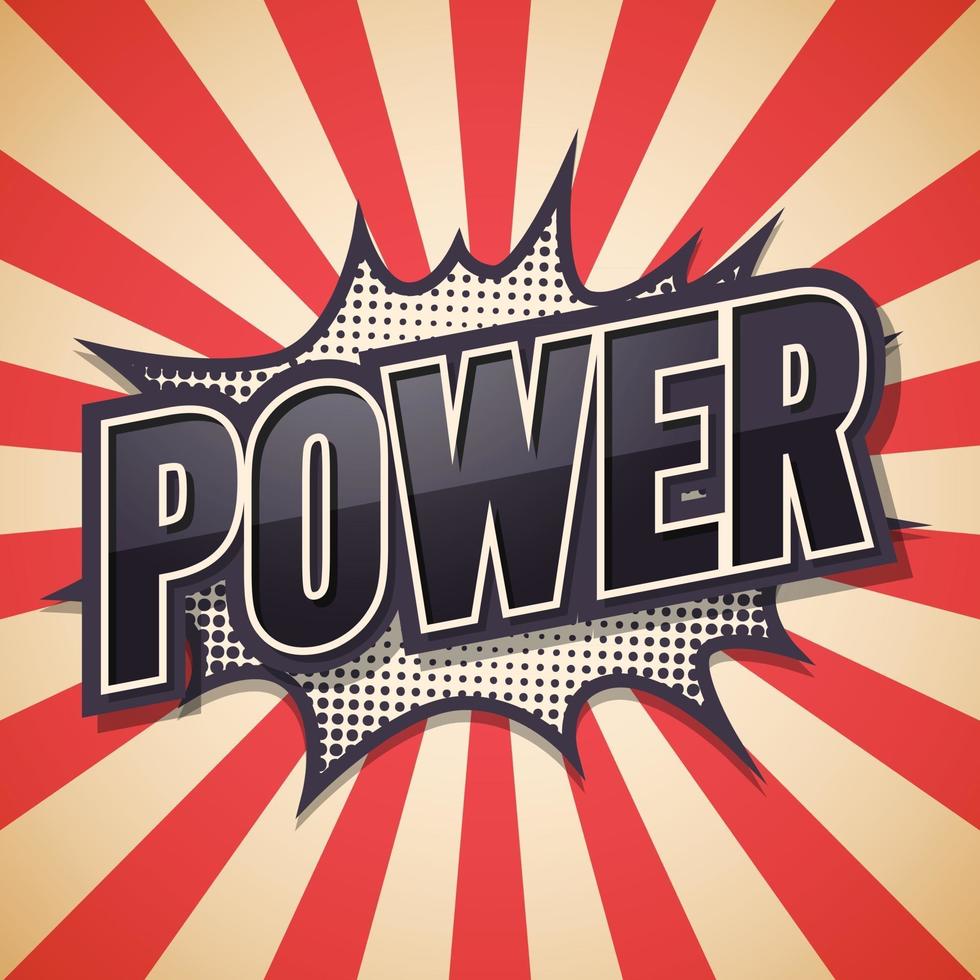 Power, Retro poster. Vector illustration