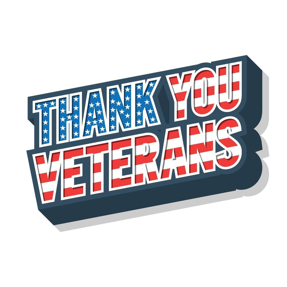 Thank You Veterans. text with flag design. Vector illustration