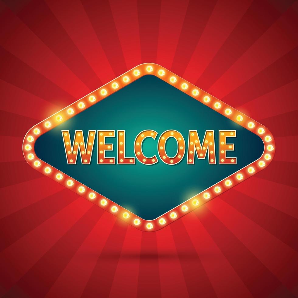 Welcome. Banner Lighting. Vector illustration