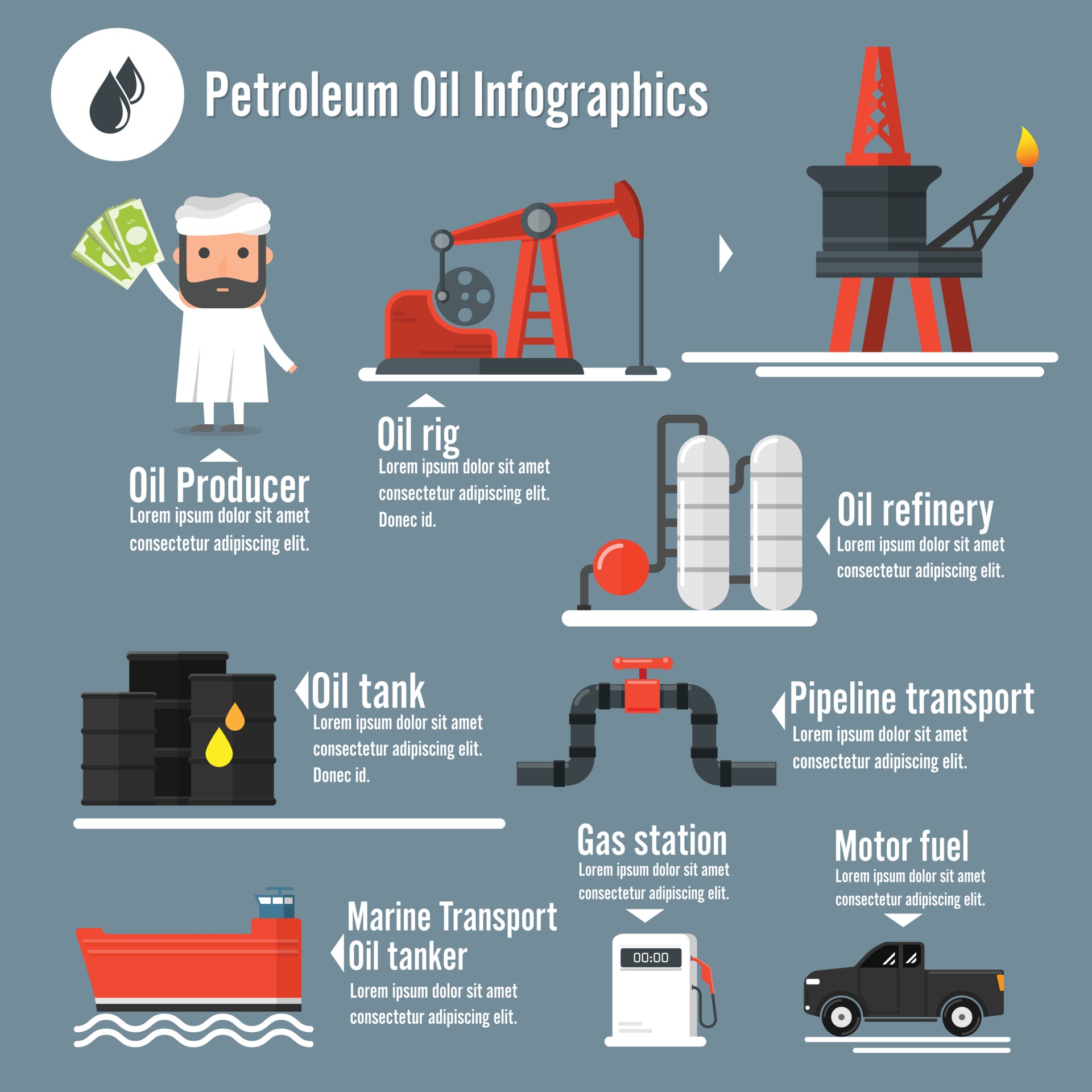 Crude oil production. Petroleum Infographics. Vector illustration 2785228 Vector Art at Vecteezy