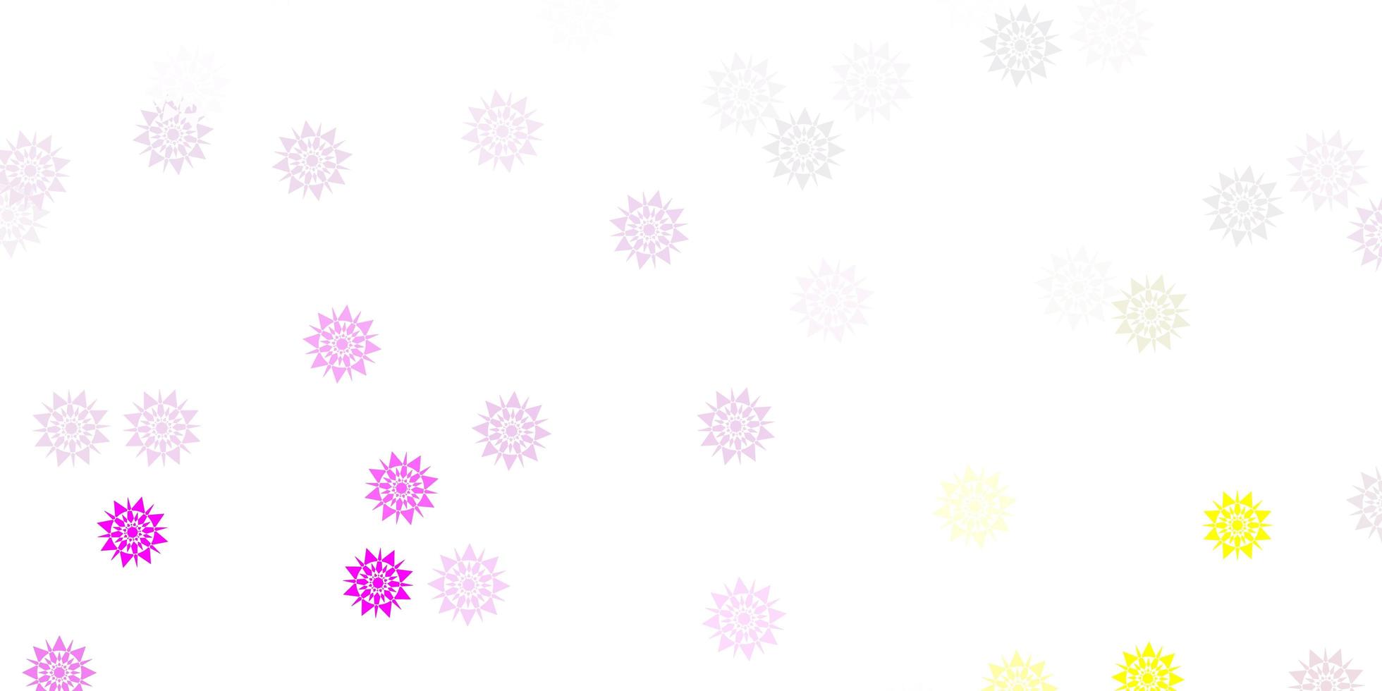 Light pink, yellow vector layout with beautiful snowflakes.