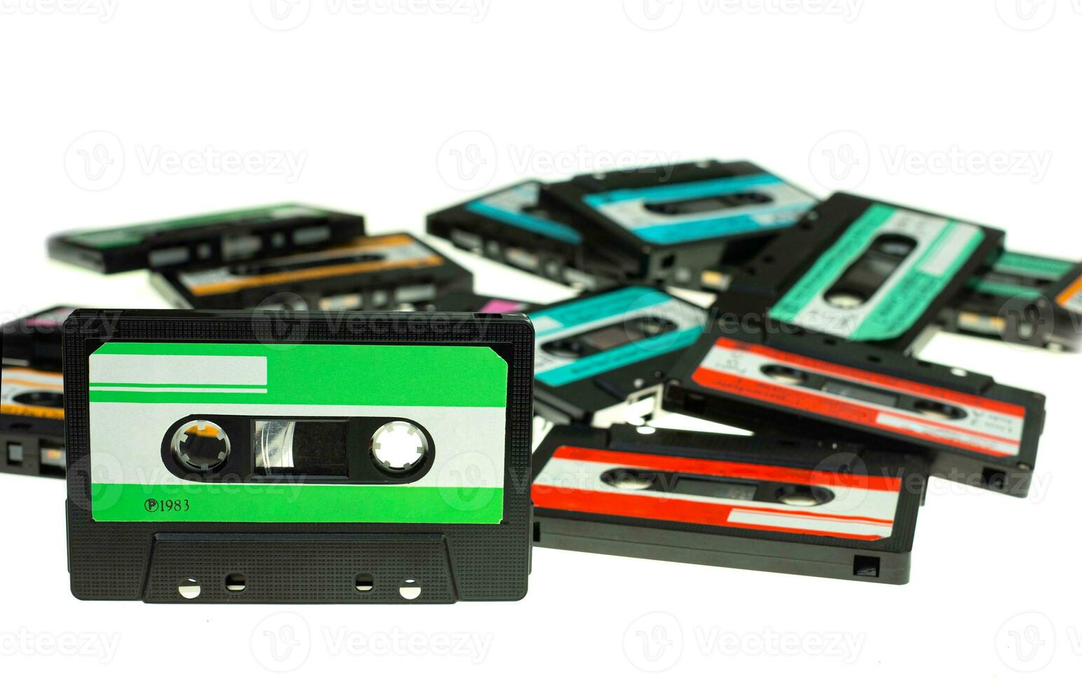 Pila de cinta de cassette compacta vintage foto