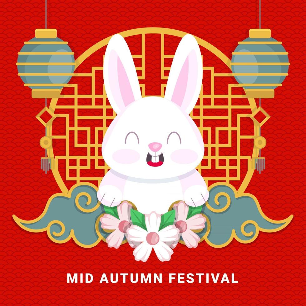 Mid Autumn Festival Rabbit Smile vector