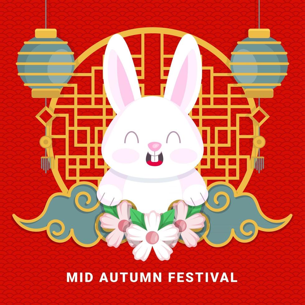 Mid Autumn Festival Rabbit Smile vector