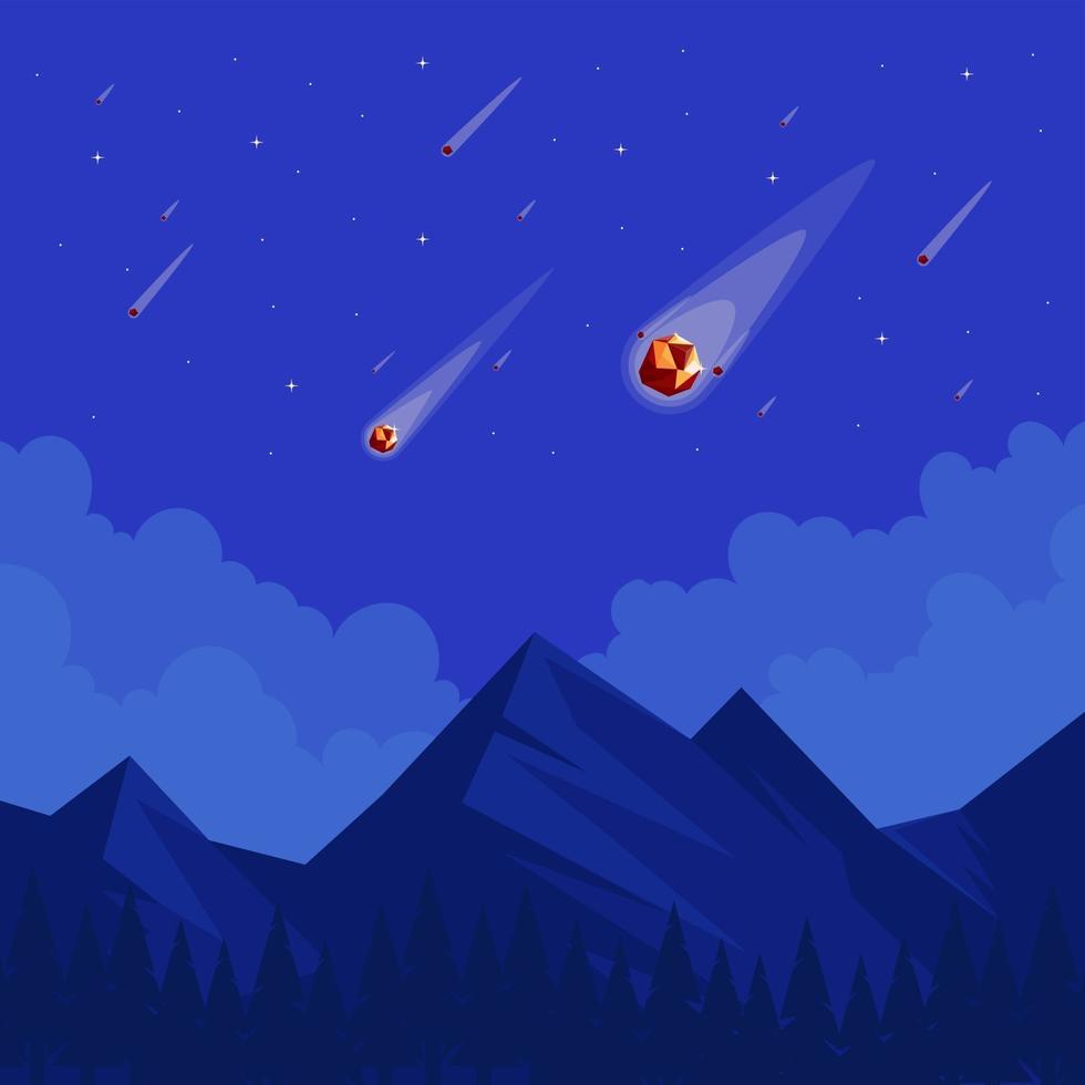 Meteor Rain at Night vector