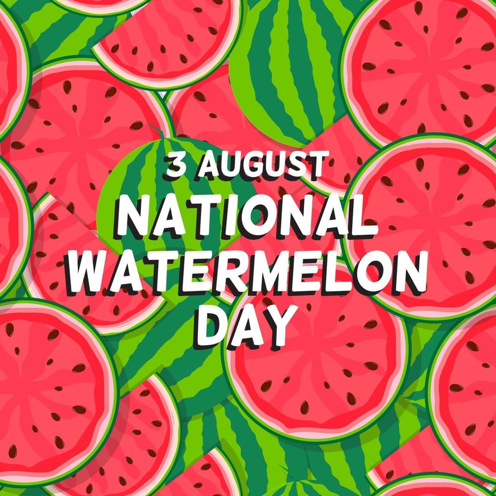 August, 3 Watermelon day background, vector illustration