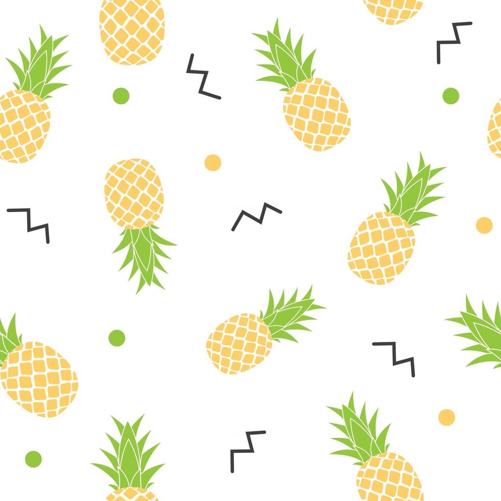 Diseño de fondo de patrones sin fisuras de piña de fruta tropical. ilustración vectorial vector