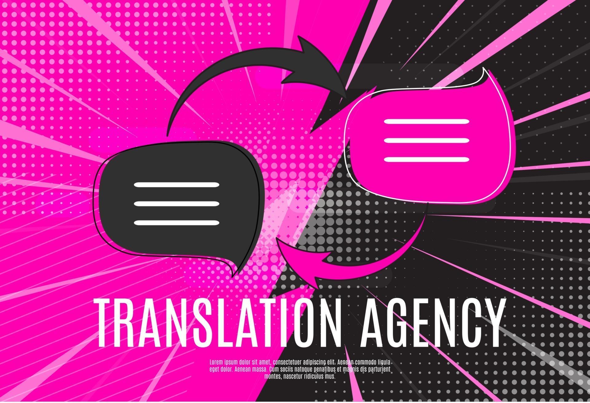 Language translation agency concept with speech bubble. Vector