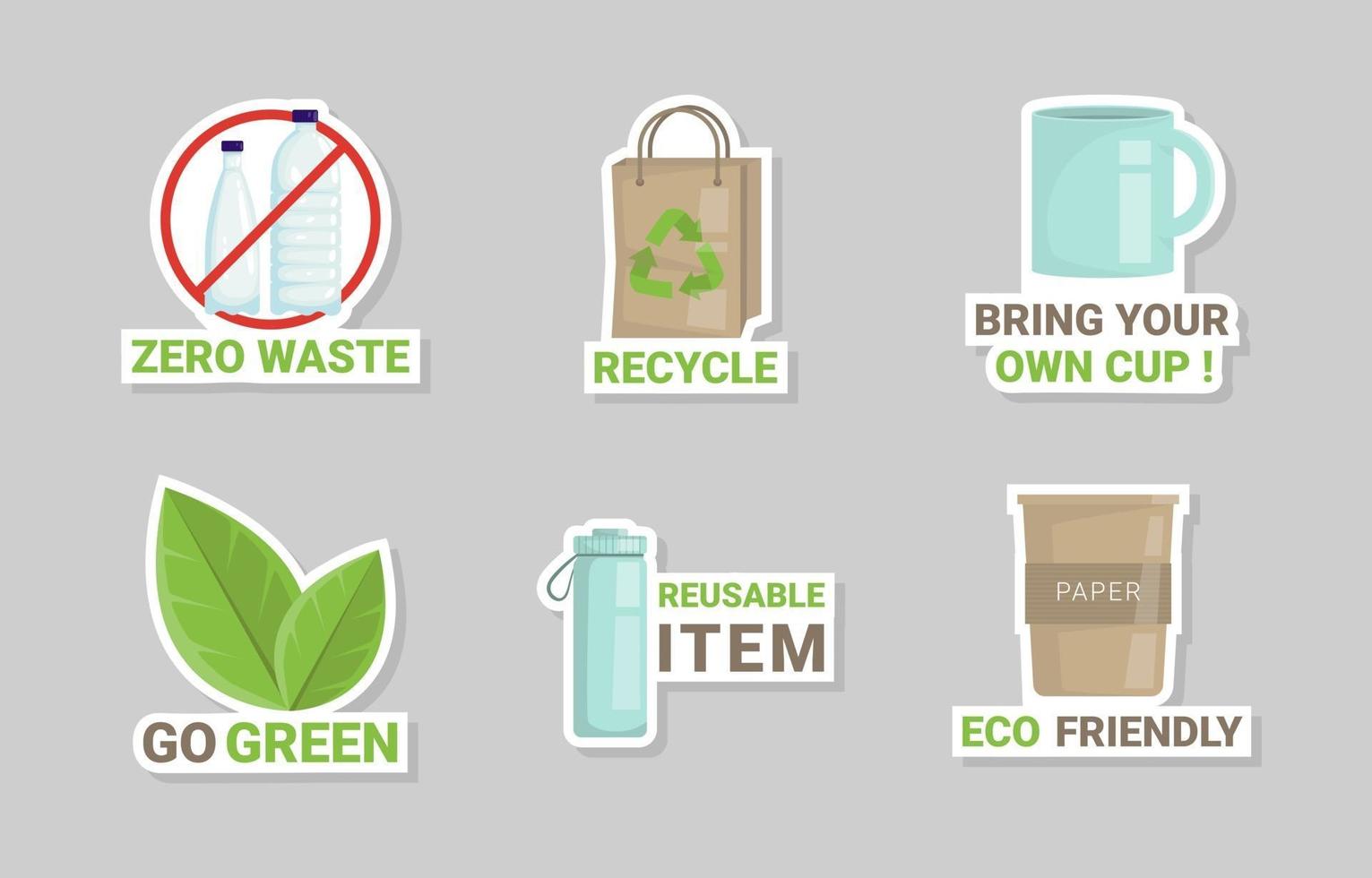 Zero Waste Sticker Collection vector