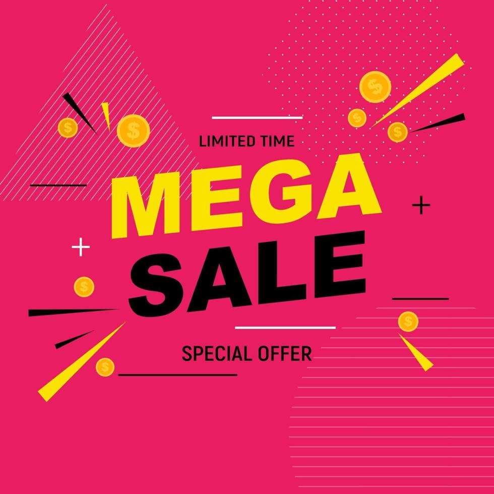 Abstract mega sale poster. Vector illustration