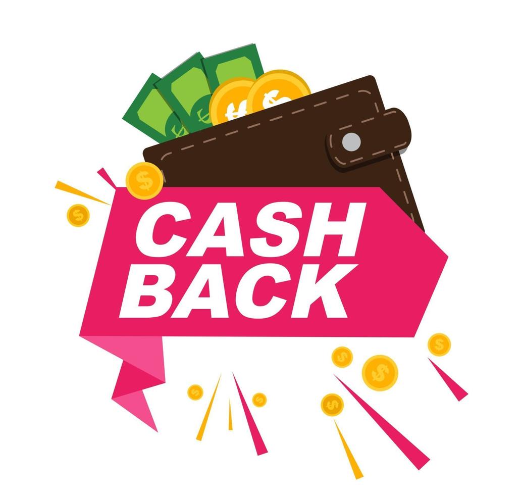 Money cashback poster with gold dollar coins. Vector illustration