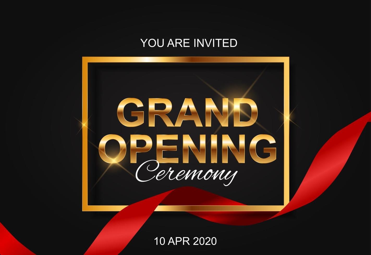 Grand Opening Card with Ribbon Background. Vector Illustration