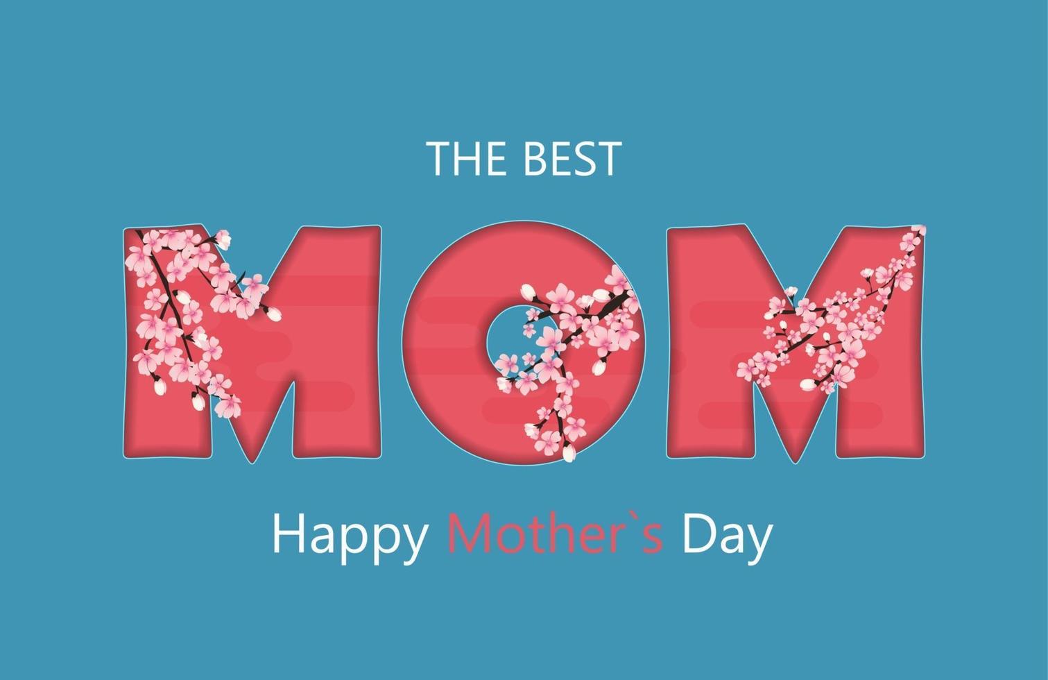Tarjeta de felicitación del día de la madre feliz con fondo de flores de sakura. ilustración vectorial vector