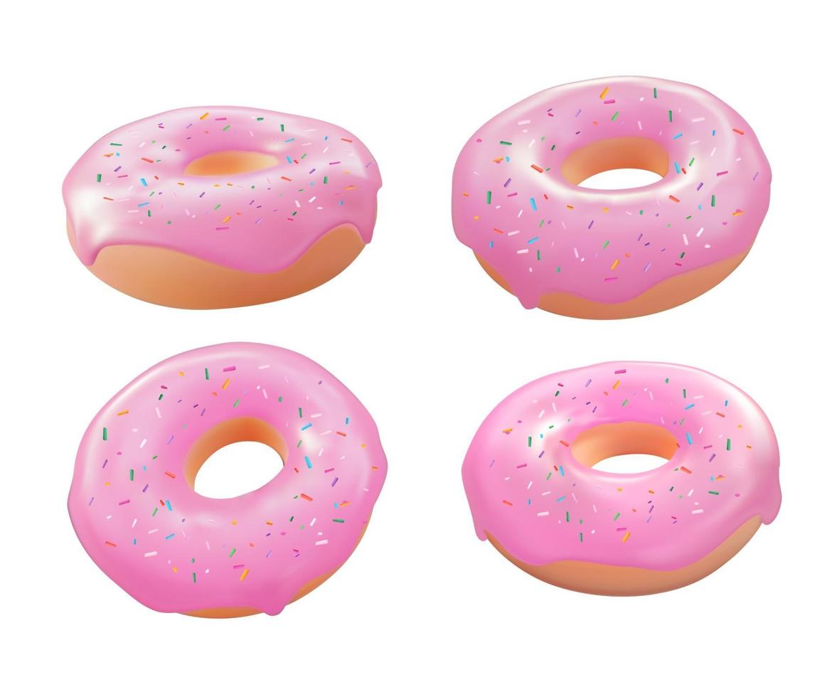 Realistic 3d sweet tasty donut. Vector illustration