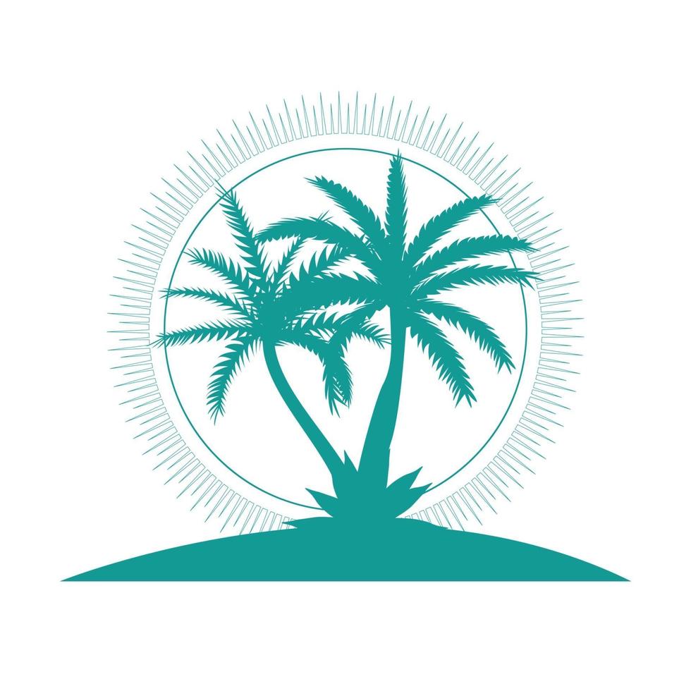 Beautiful Palm Tree Icon Silhouette Background Vector Illustration