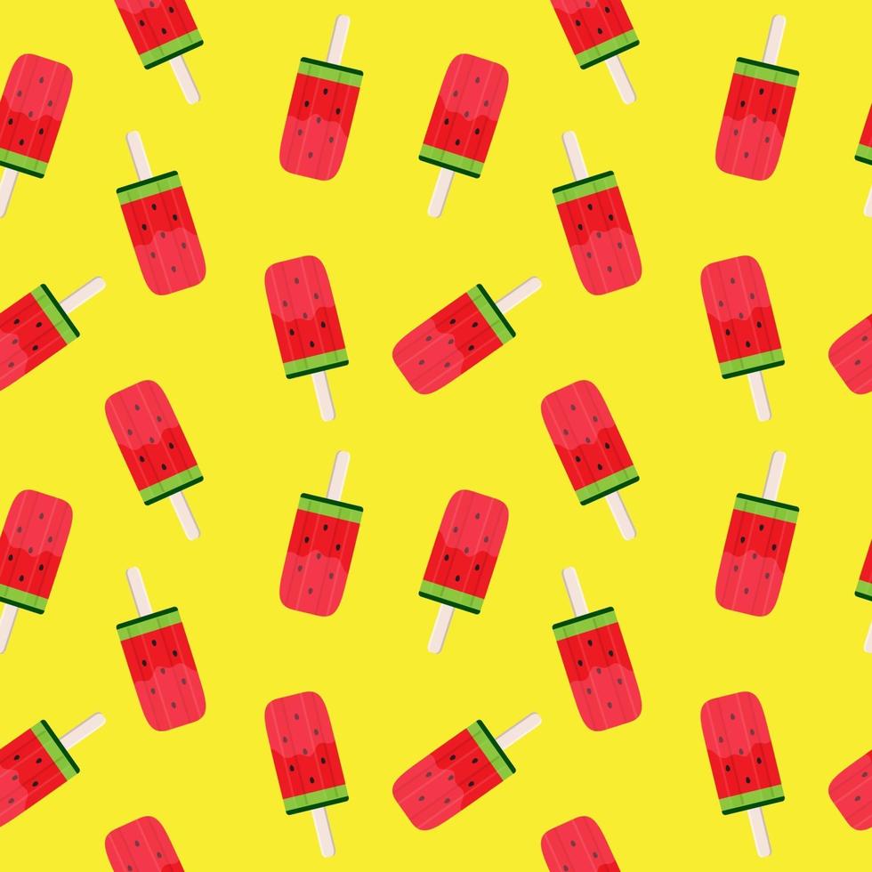 Watermelon Ice Cream Seamless Pattern Background Vector Illustration