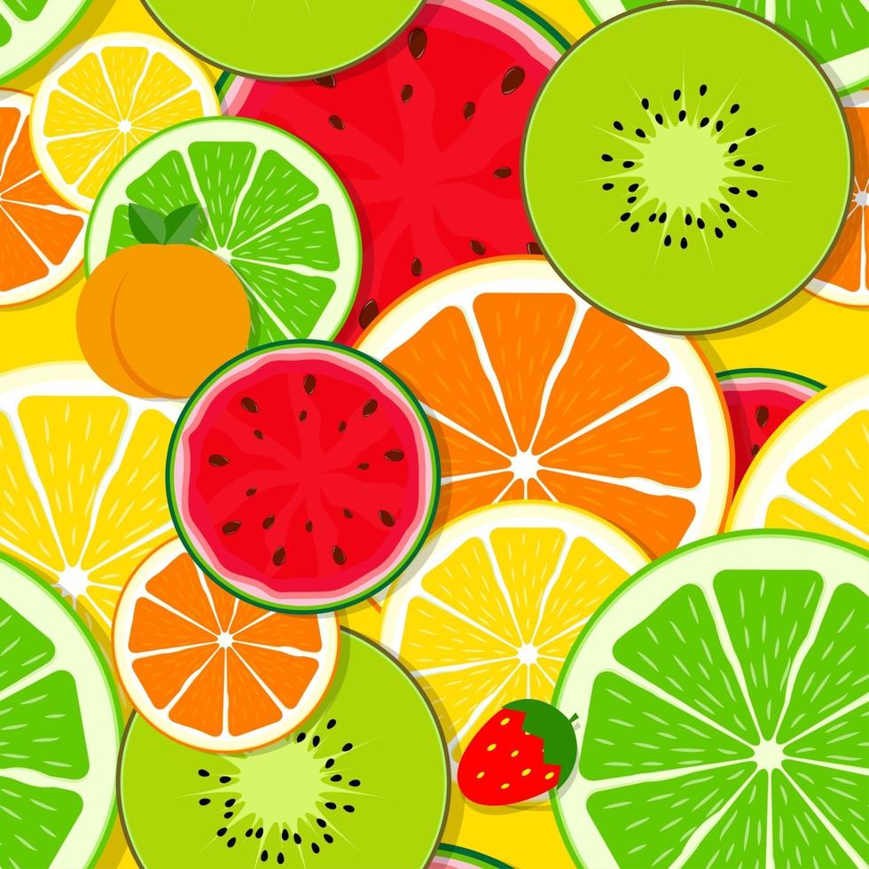 Mixed fruit Seamless Pattern background Vector Illustration