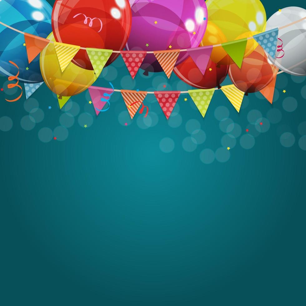 Color brillante feliz cumpleaños globos banner fondo ilustración vectorial vector