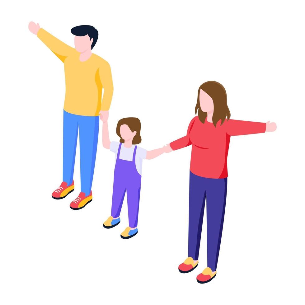 Family holding hands isolated vector