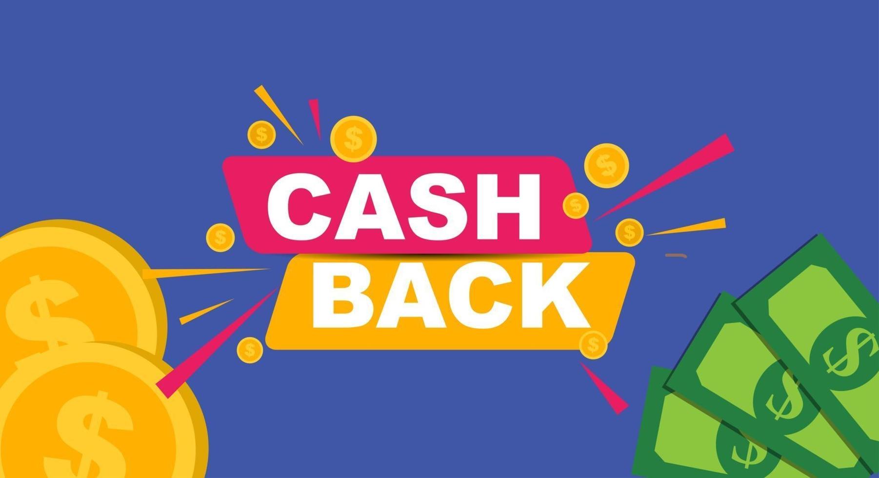 Money cashback poster with gold dollar coins. Vector illustration