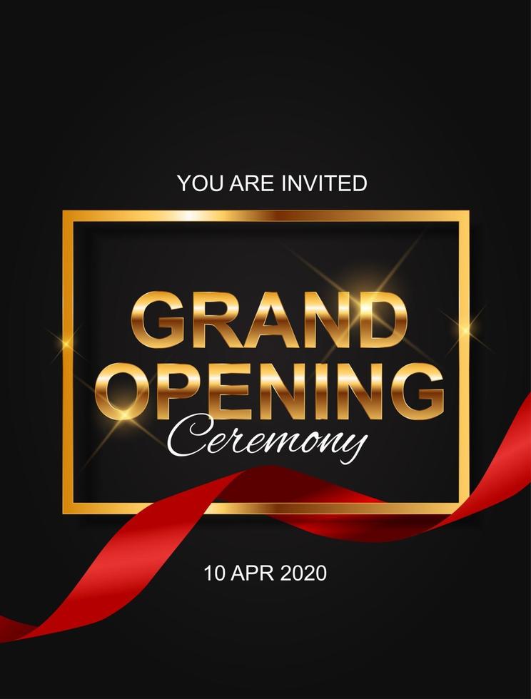 Grand Opening Card with Ribbon Background. Vector Illustration