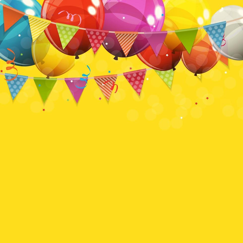 Color brillante feliz cumpleaños globos banner fondo ilustración vectorial vector