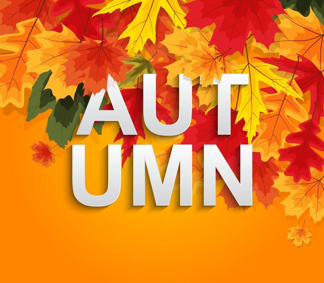 Abstract Autumn Background wiyj Falling Leaves. Vector Illustratiion