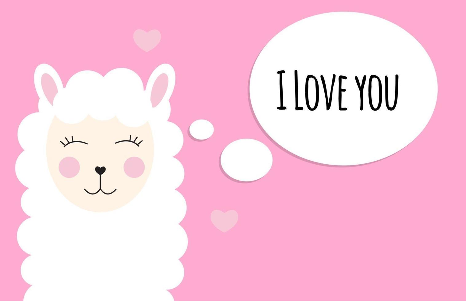 Little cute llama with heart for card and shirt design. I Love you concept. Vector Illustration