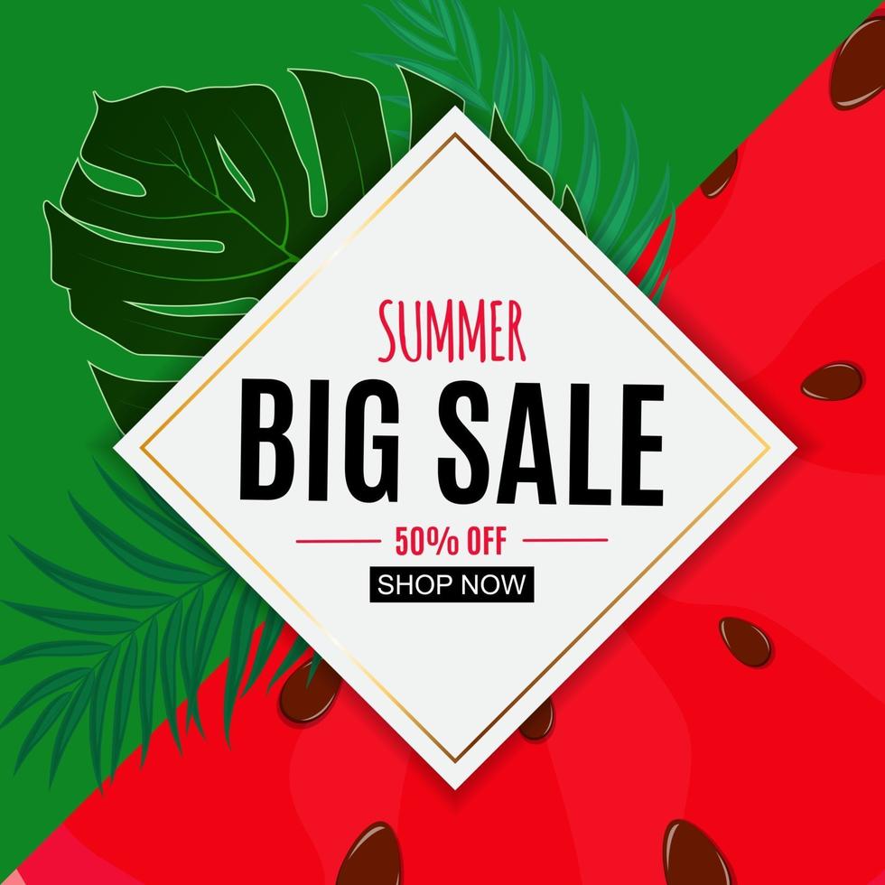 Abstract Summer Sale Background with Fresh Fruits. Vector Illustration