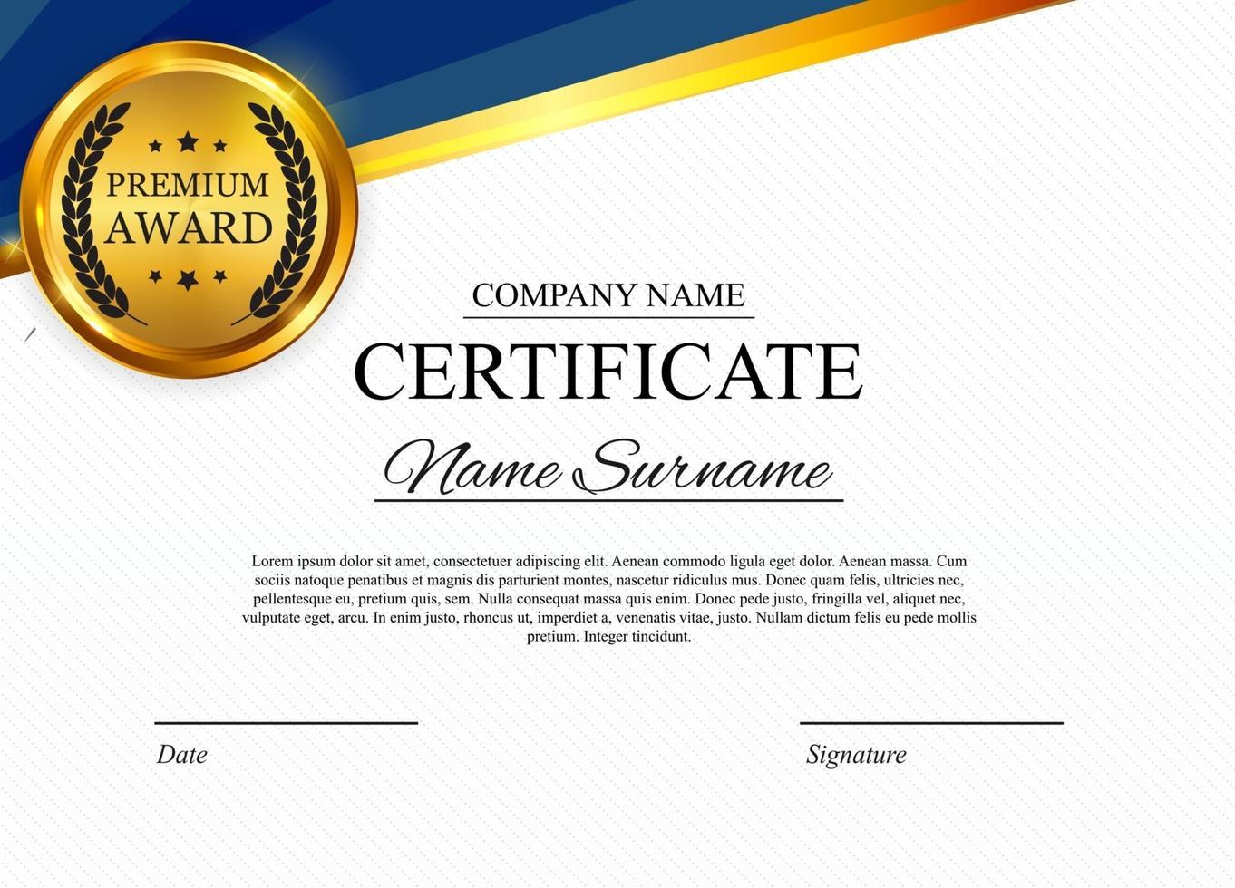 Certificate template Background. Award diploma design blank. Vector Illustration