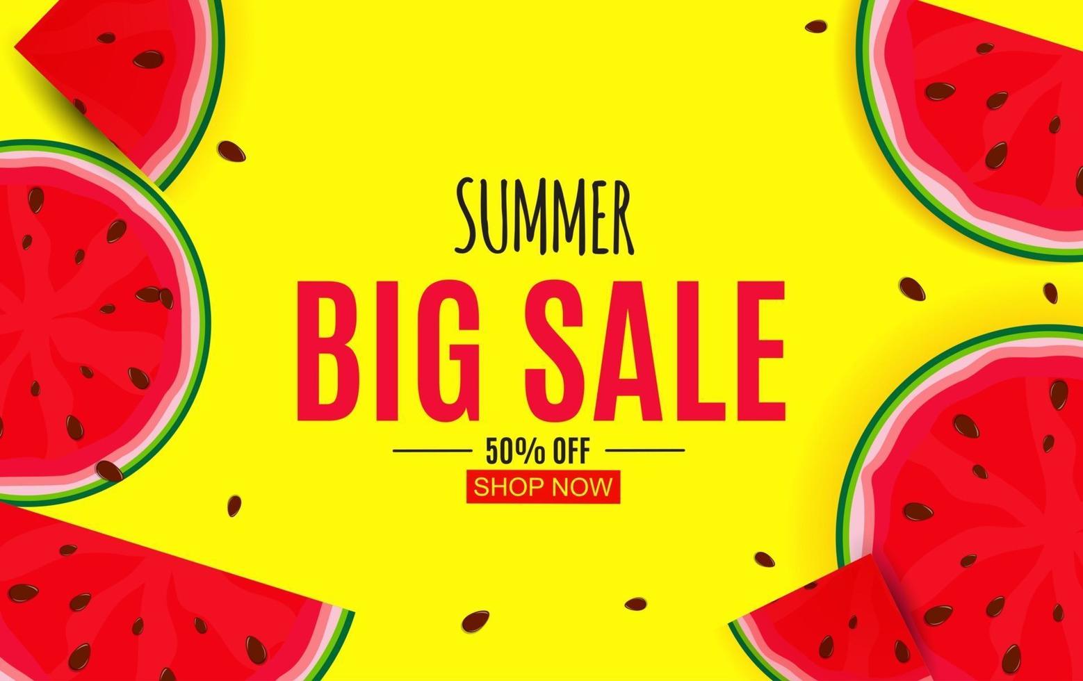 Abstract Summer Sale Background with Watermelon. Vector Illustration