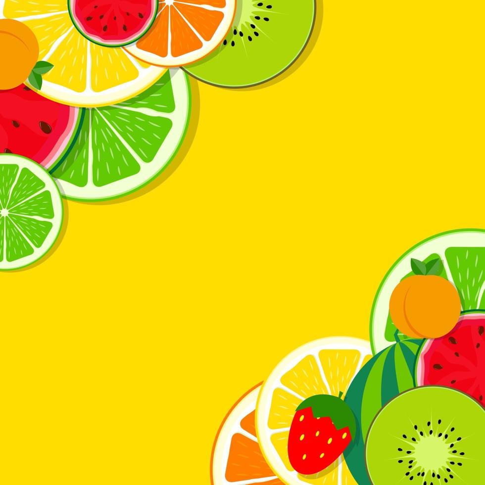 Abstract Mixed Flat Fruit Background Vector Illustration