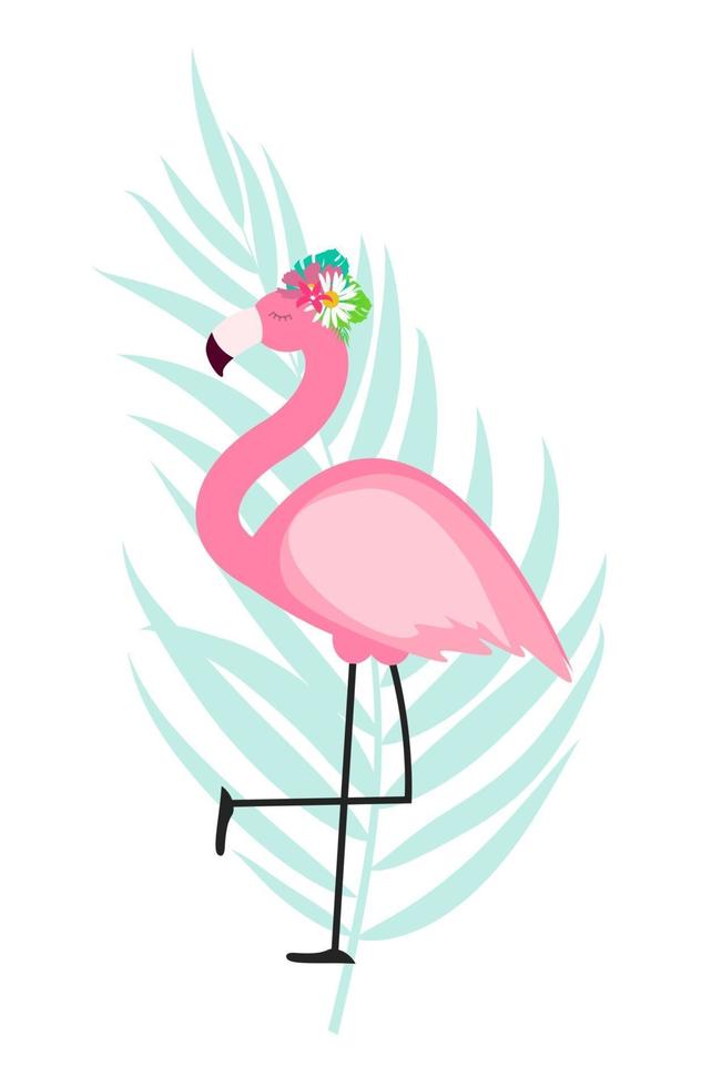 Ilustración de vector de fondo de verano lindo flamenco rosa