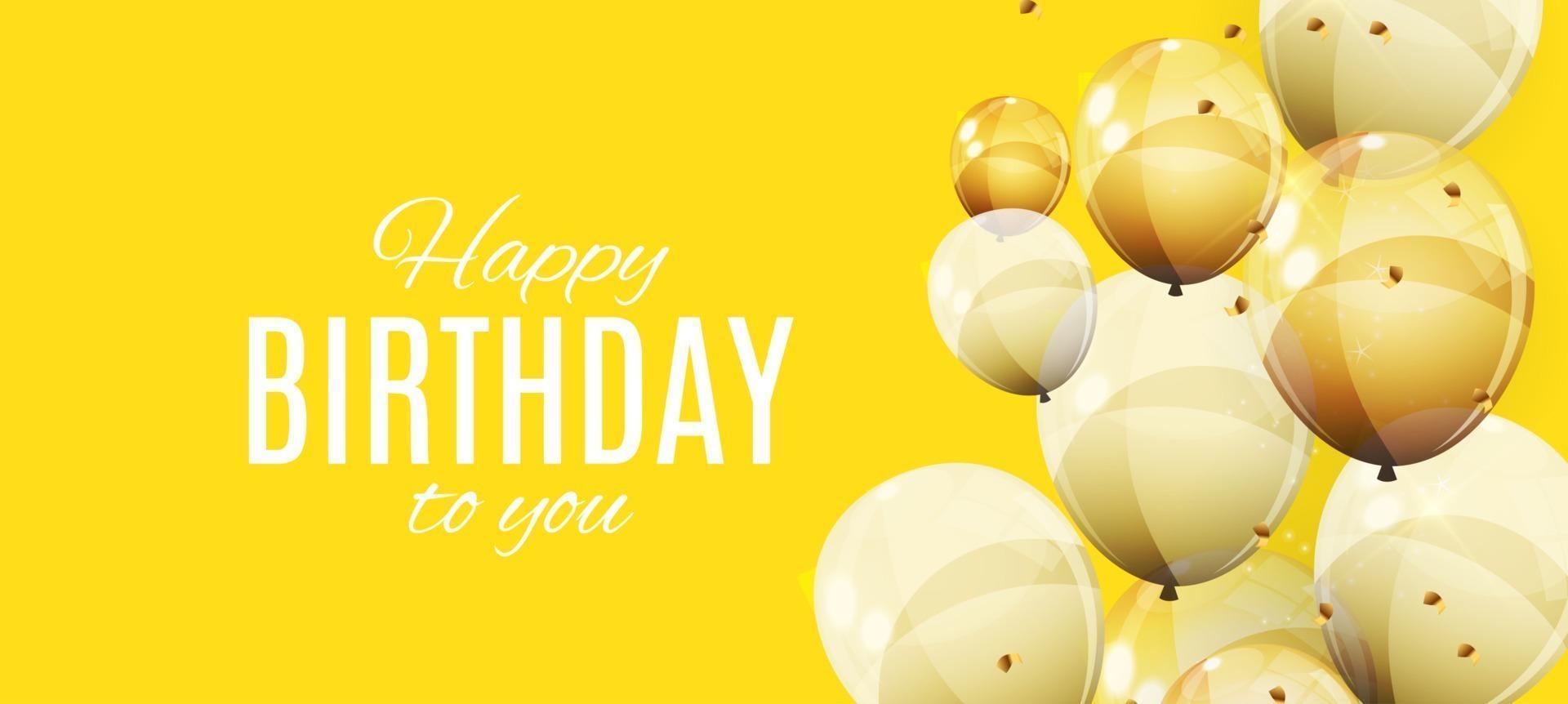 Color Glossy Happy Birthday Balloons Banner Background Vector Illustration