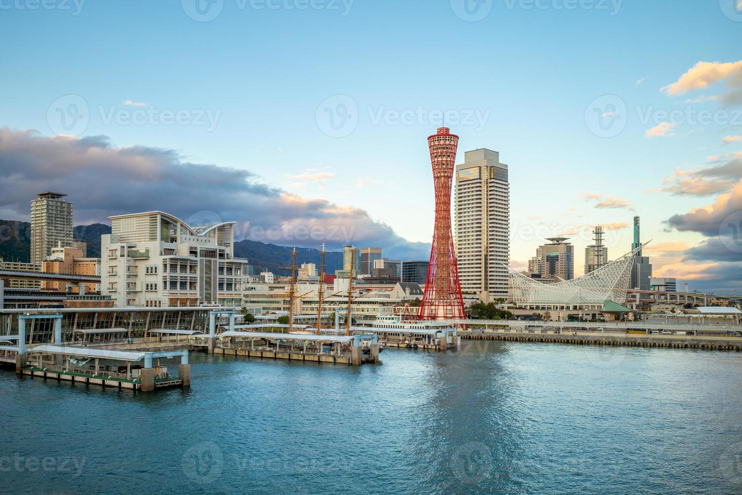 Skyline of port of Kobe in Osaka area, Japan photo