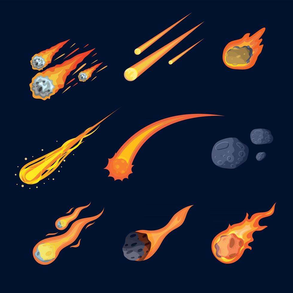 conjunto de iconos de variación de meteoritos vector