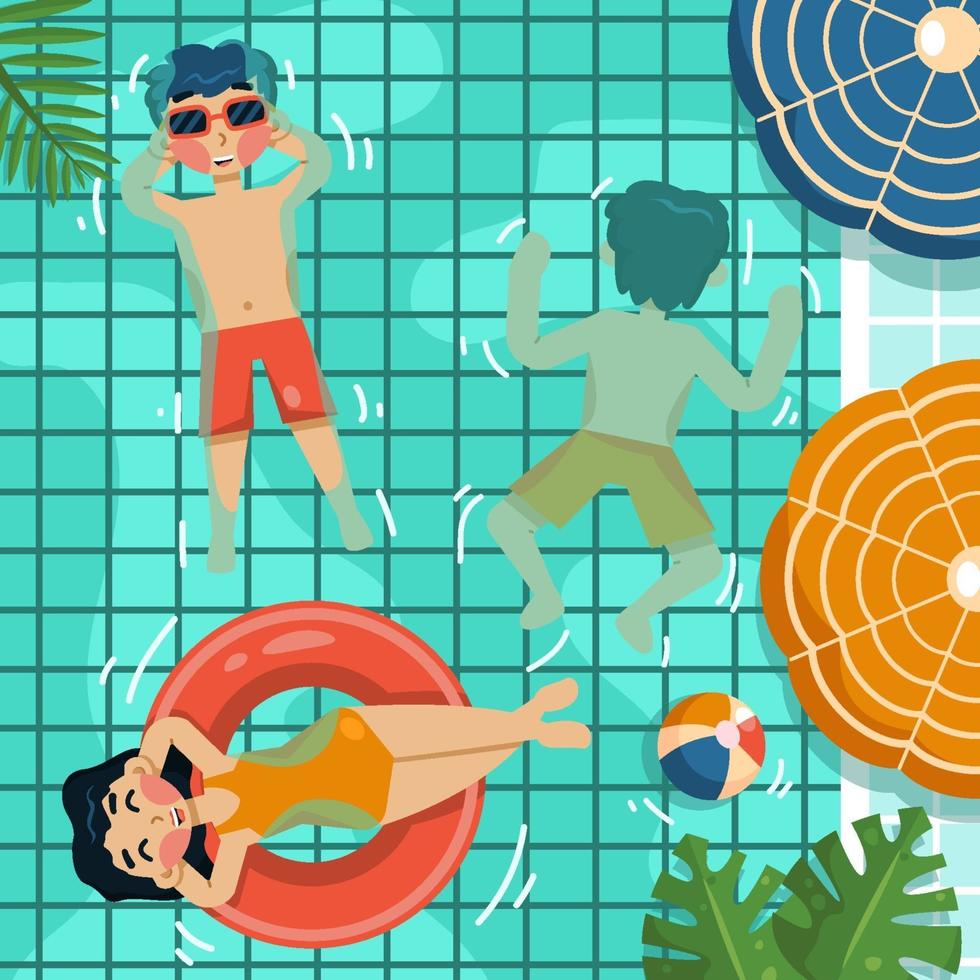 Summer Swimming Top View vector