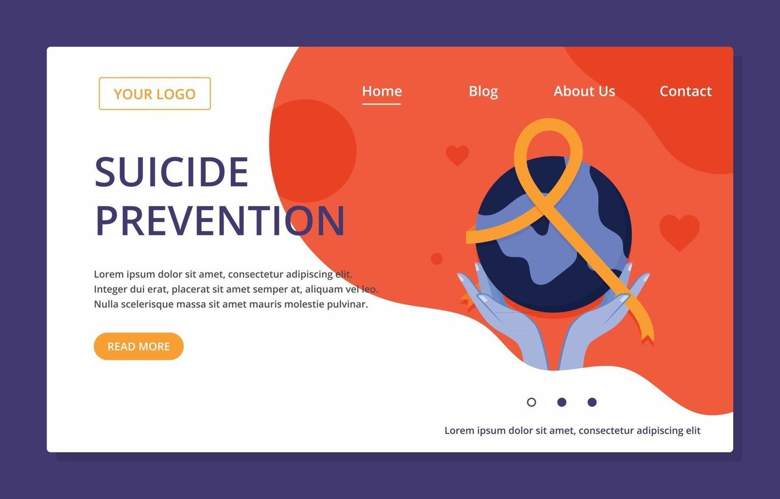 página de inicio de prevención del suicidio mundial vector