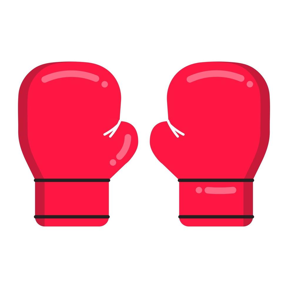 Guantes de boxeo rojos diseño de estilo plano vector ilustración icono signo aislado sobre fondo blanco. símbolos del concepto de emblema y juego de deporte de boxeo.