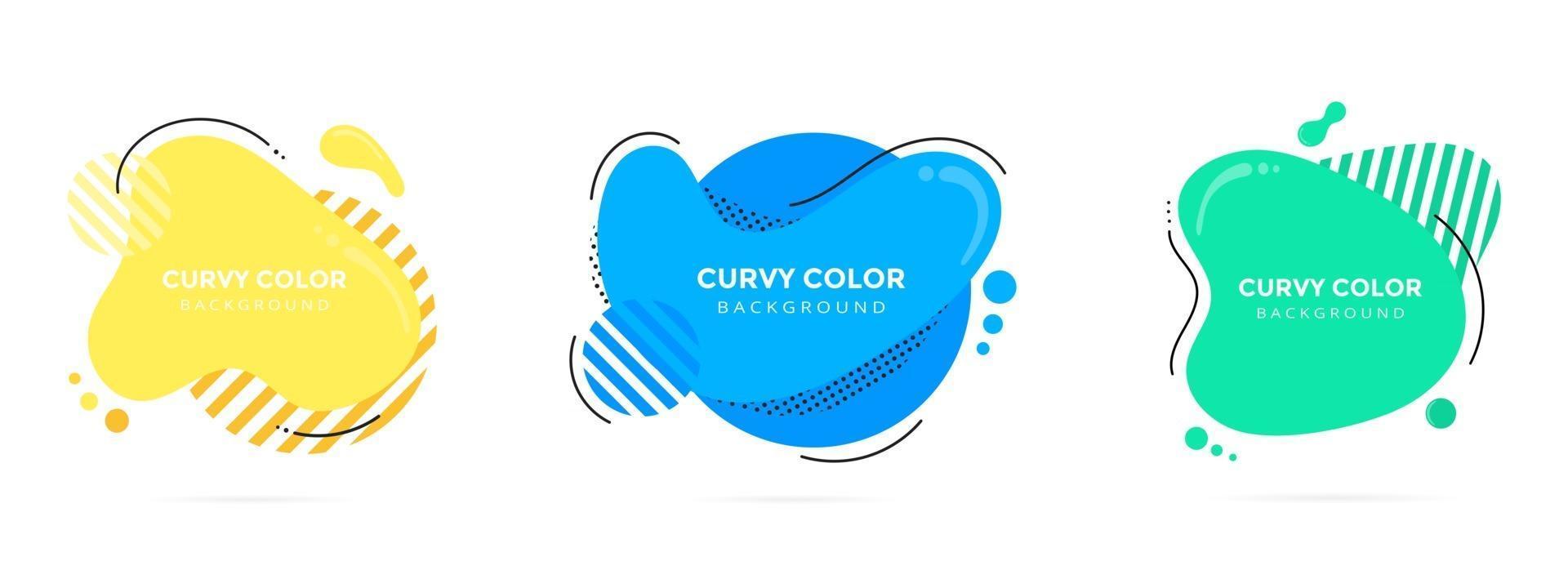 3 Modern liquid abstract element shape memphis style design vector