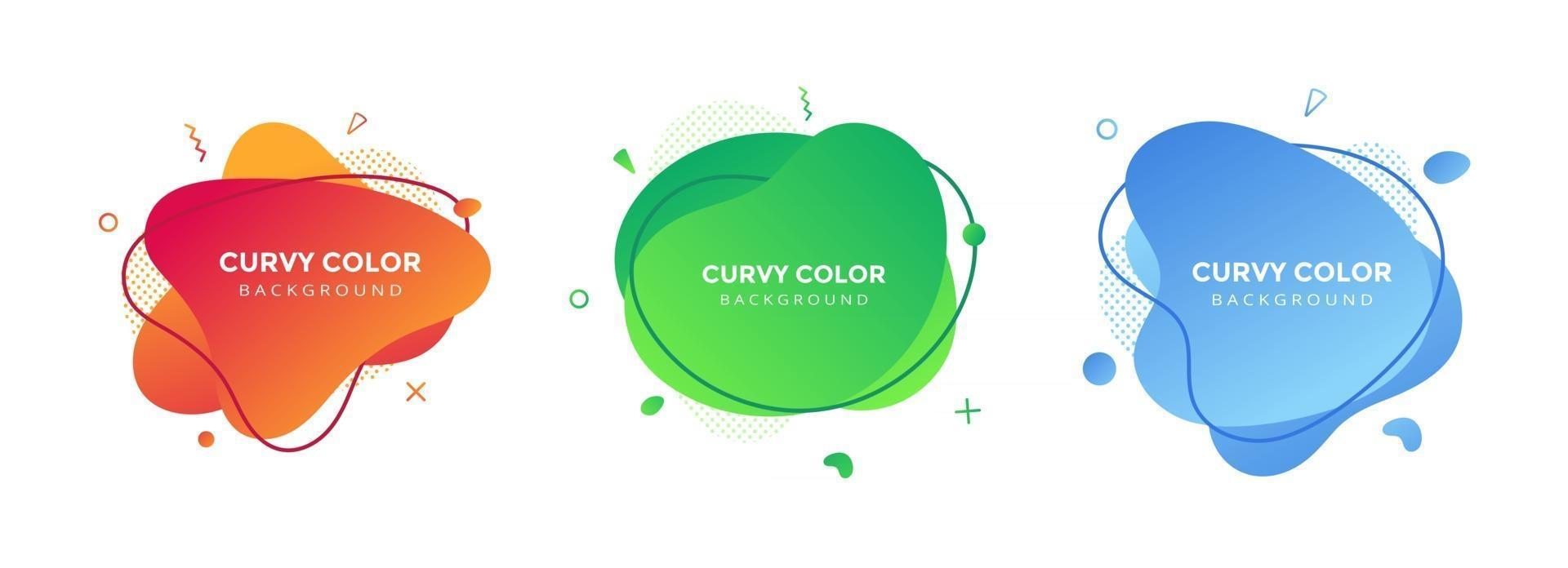 Modern liquid abstract element graphic gradient flat style design fluid vector colorful illustration set