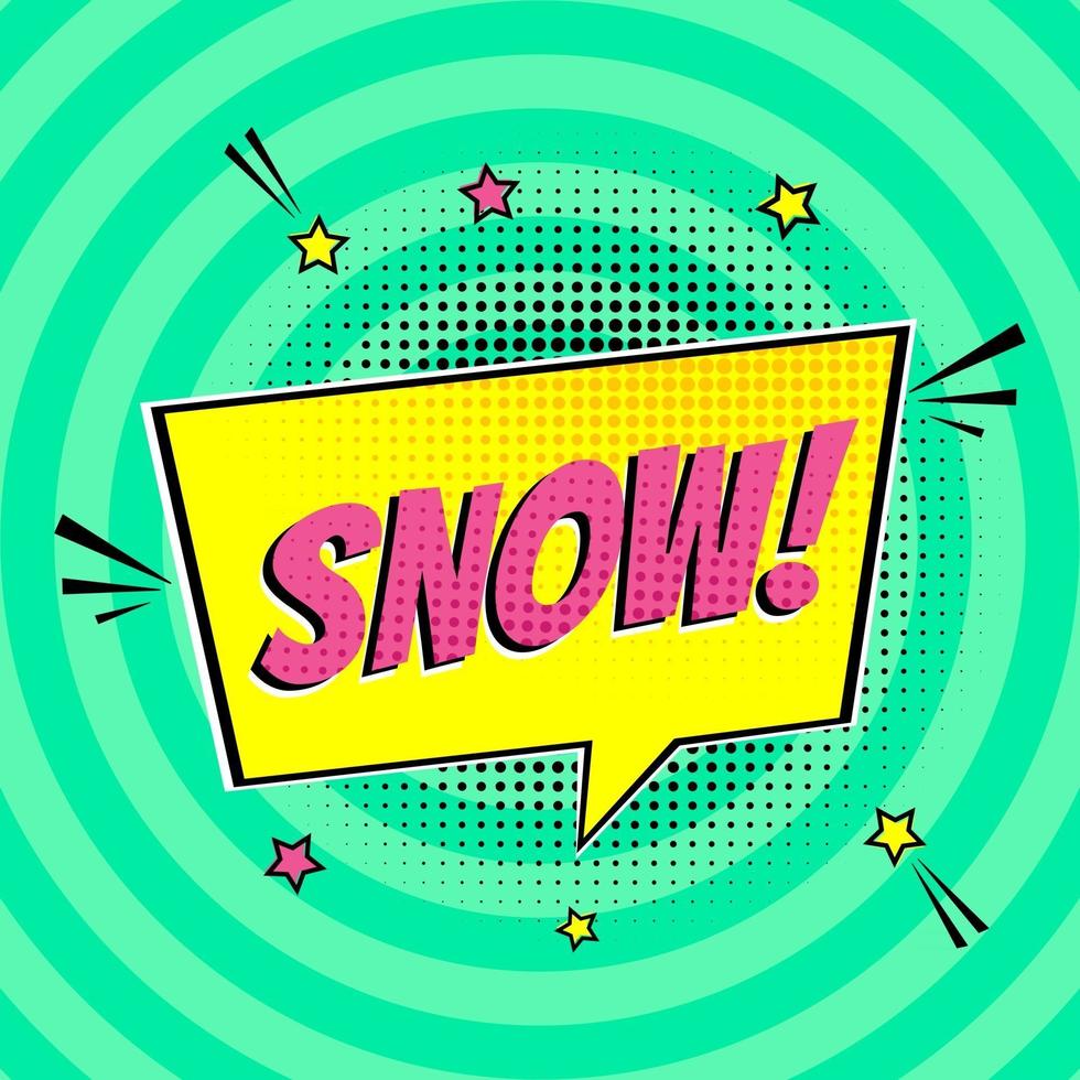 Comic Lettering Snow In The Speech Bubbles Comic Style Flat Design. vector