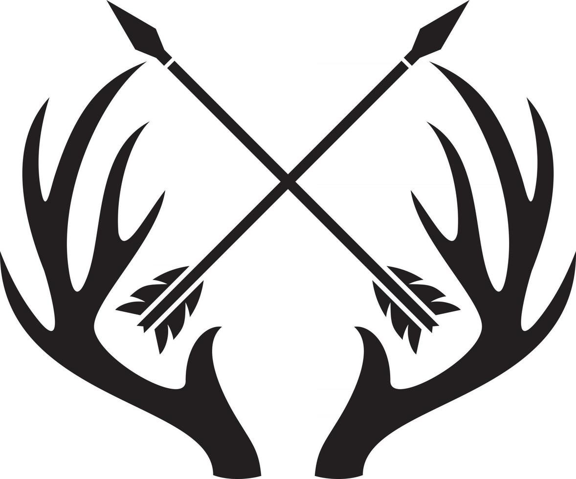 Deer Skull with Horns and Crossed Arrows vector