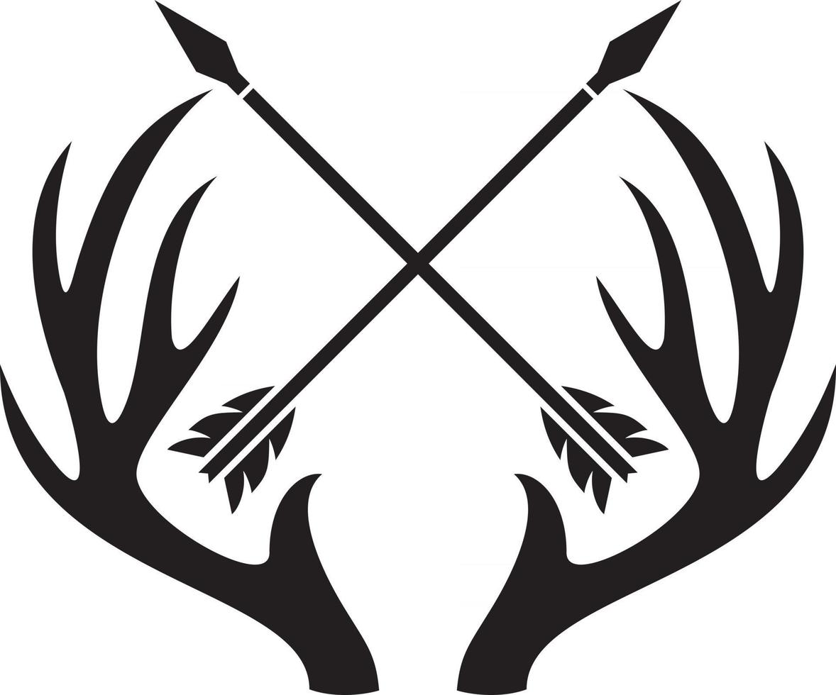 Deer Skull with Horns and Crossed Arrows vector