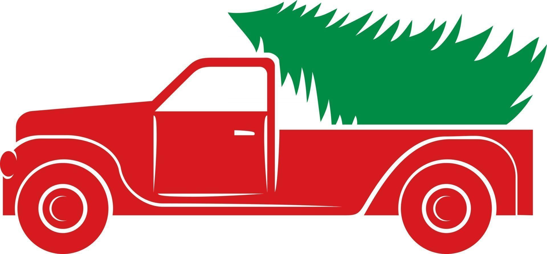 Christmas Tree And Truck vector