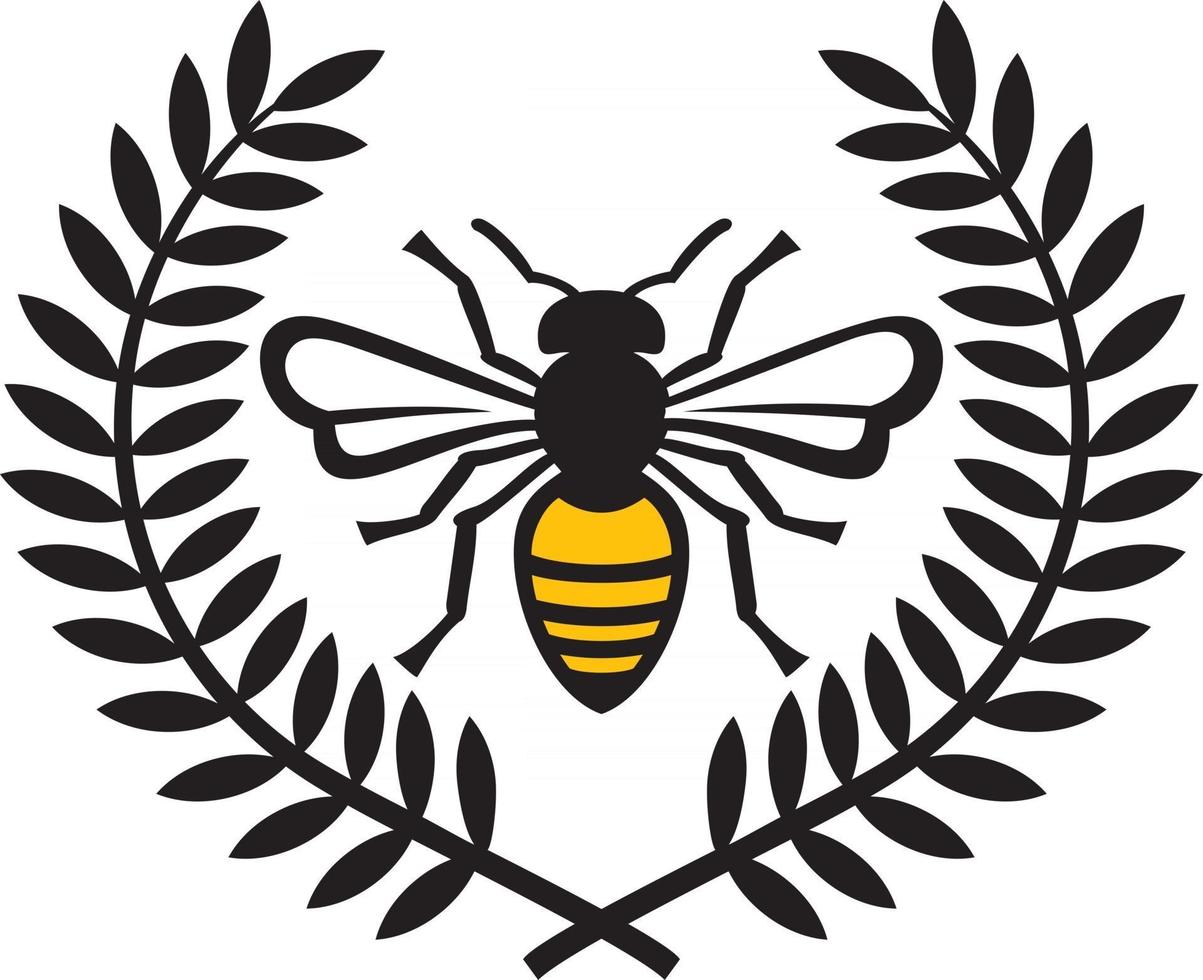 Bee and Laurel Wreath Color vector