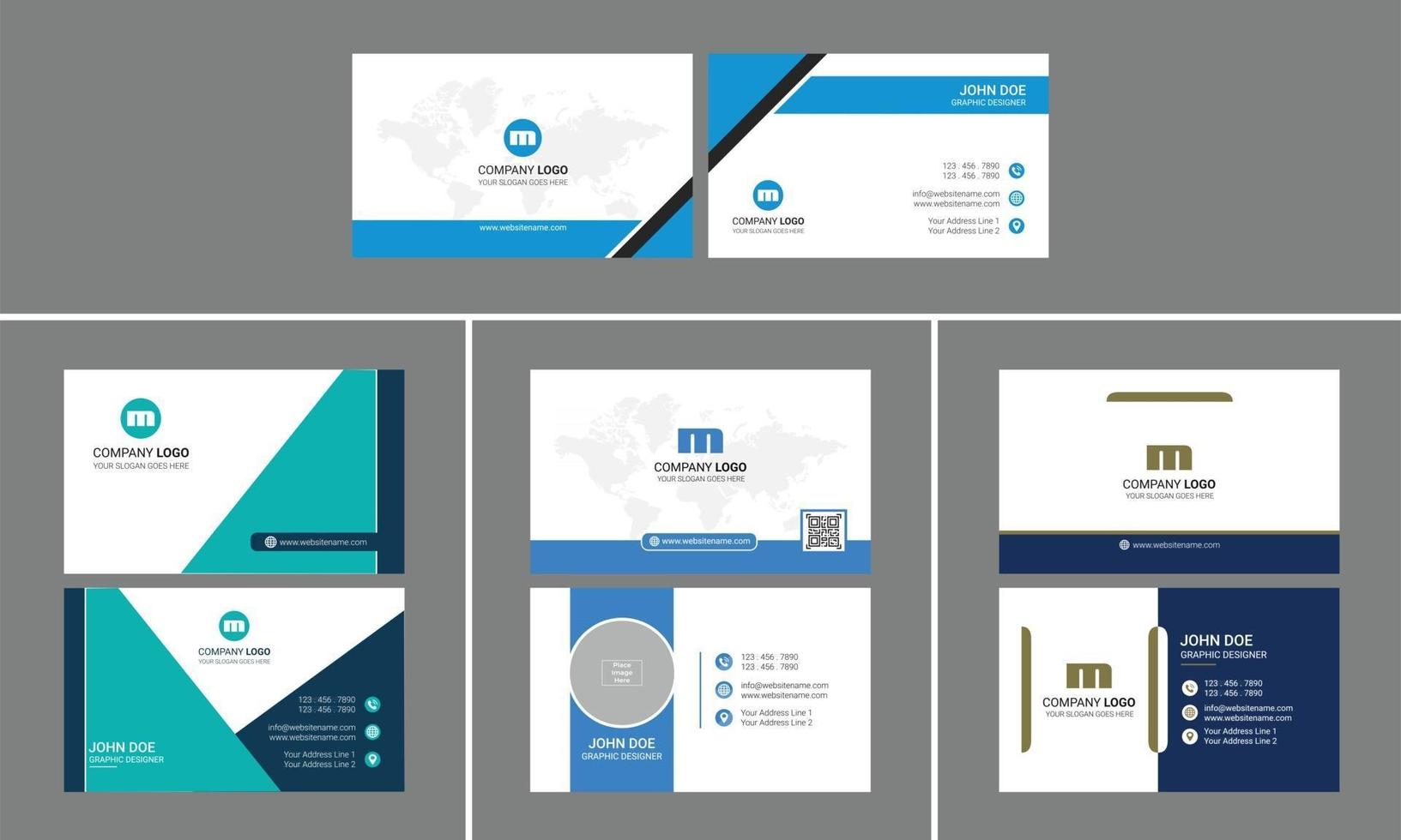 Modern Creative Business card design bundle vector