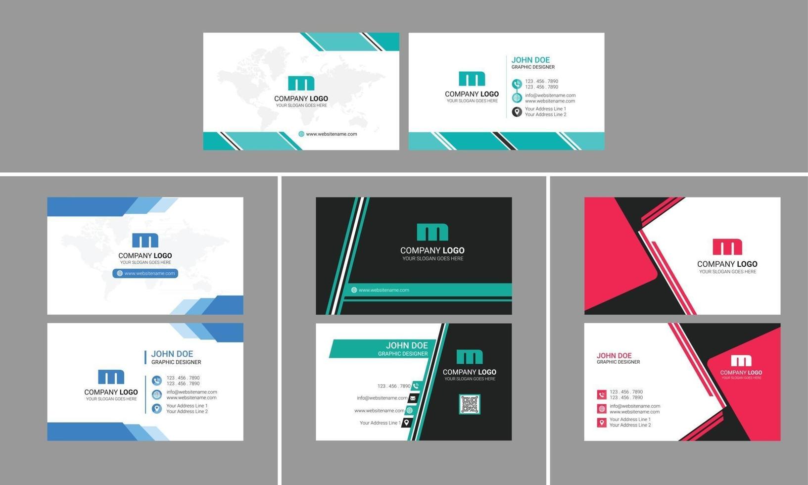 Modern Creative Business card design bundle vector