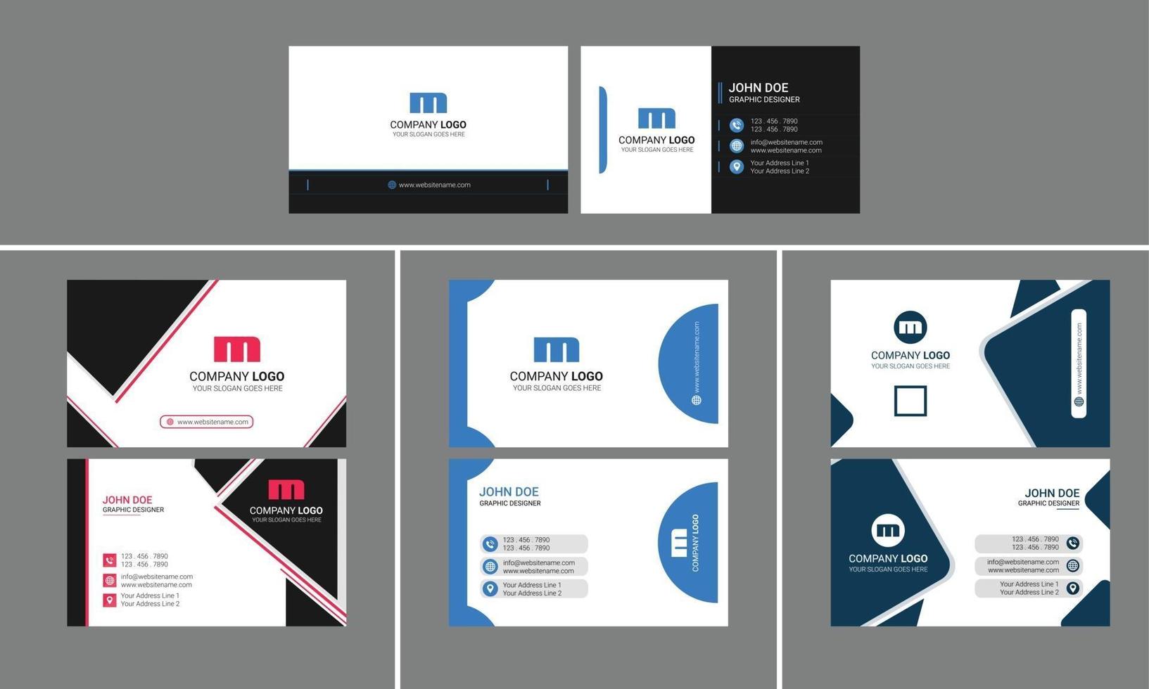 Modern Creative Business card design bundle vector